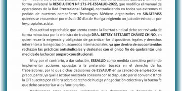 PRONUNCIAMIENTO: PRACTICA DESEAL Y ANTISINDICAL DE ESSALUD